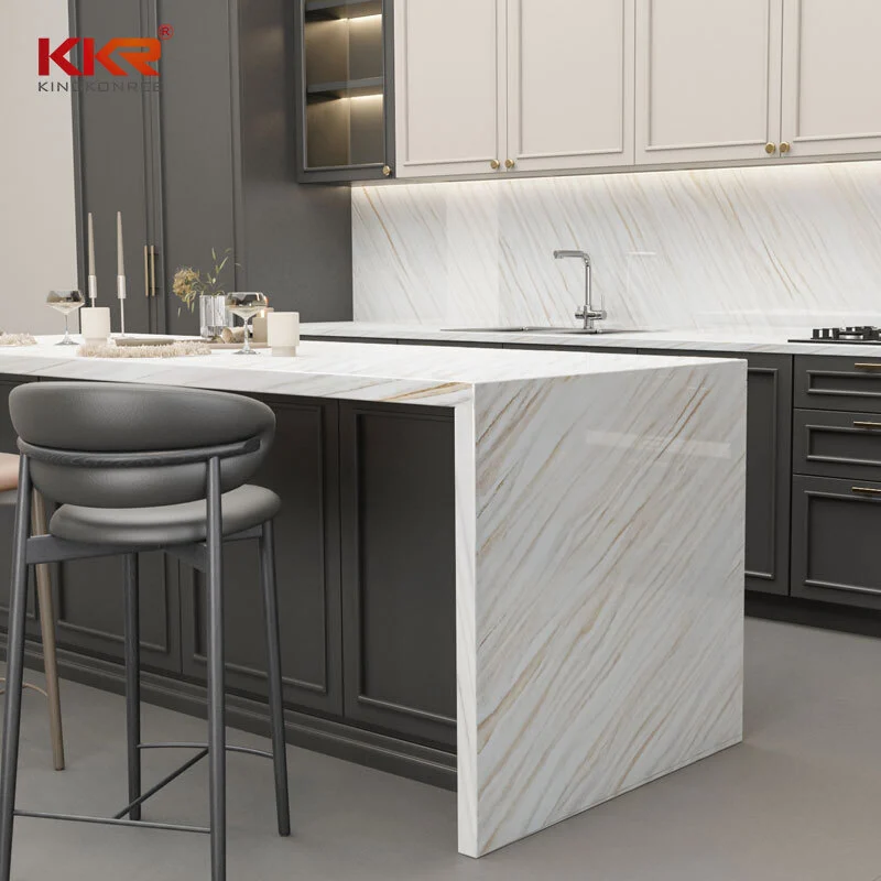 Nuovo design bianco a basso silicio Calacatta Surface polacco Big Slab Ingegnere Surface Surface KKR-8925 1