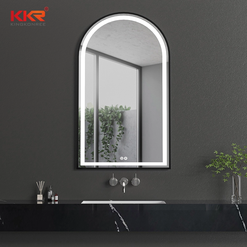 Modern Half-Round LED Bathroom Mirror Luxury Wall-Mounted Makeup Mirror for Hotels & Bedrooms 1