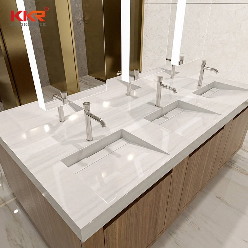 Lavabo da appoggio in superficie solida personalizzato KKR® con mobile integrato 1