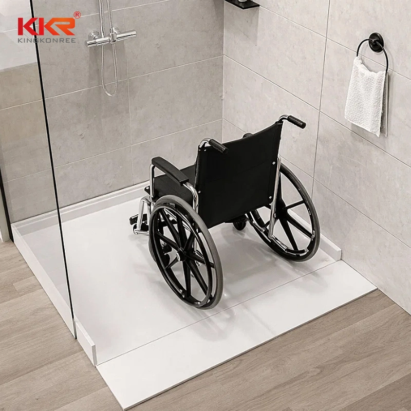 ADA Cultured Marble Shower Tray Barrier-Free ADA Shower Pan for Accessible Bathrooms 1
