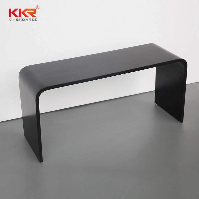 Tabouret de salle de bain en surface solide noire, mobilier de salle de bain d'hôtel de luxe, tabouret sur mesure pour contrats 1