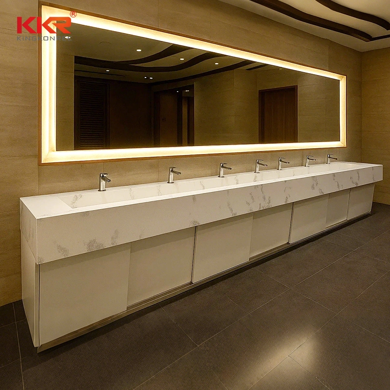 ADA-Compliant Commercial Solid Surface Multi-User Sink Wall-Mounted Handwash Basin for Hotels Airports & Public Restrooms 1
