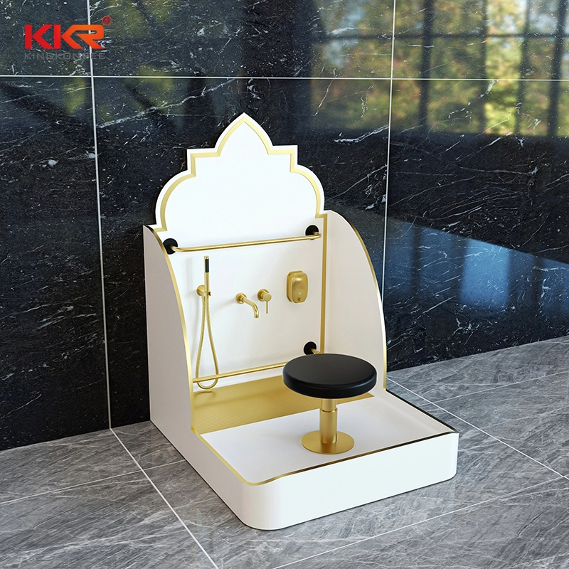 Modernes islamisches Waschbecken aus Mineralwerkstoff für Moscheen und gewerbliche Anwendungen (Wudu-Waschstation) 1