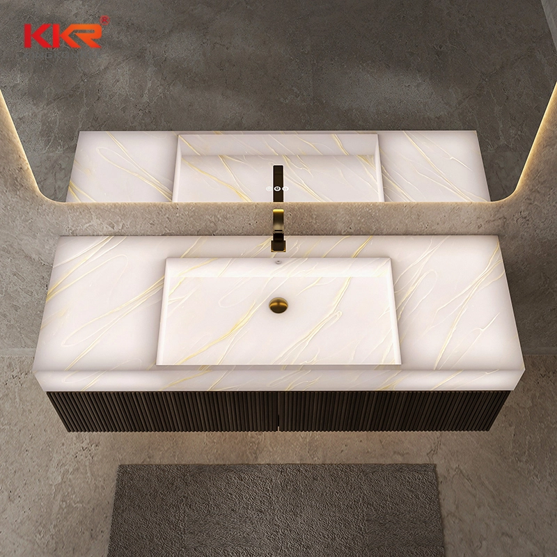 Luxury Translucent Solid Surface Basin Custom Illuminated Bathroom Sink for Hotels & Villas 1