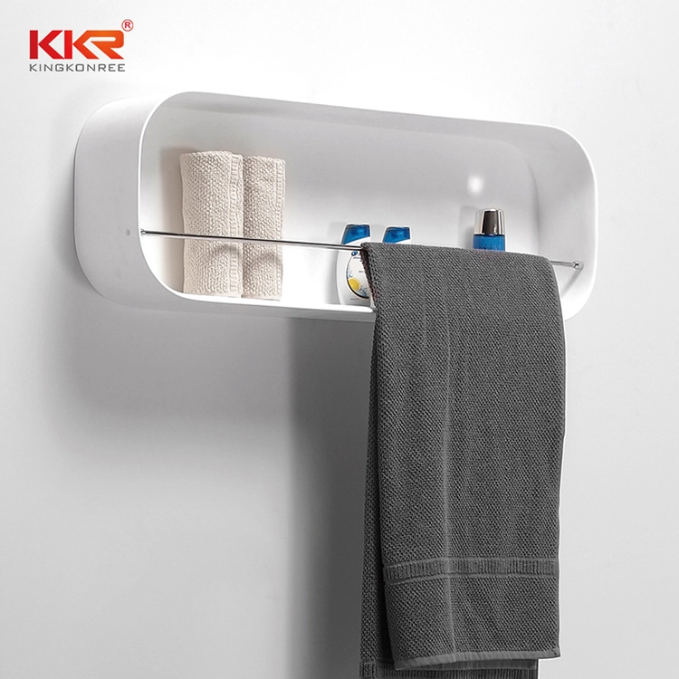 رف حمام أبيض مستطيل بتصميم بسيط KKR-1073 1