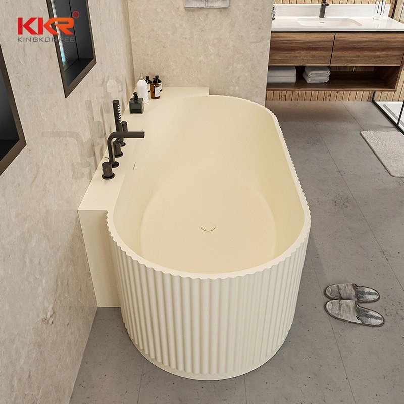 Fluted Oval Freestanding Solid Surface Bathtub Luxury Hotel & Villa Bathtub Manufacturer KKR-B114 1