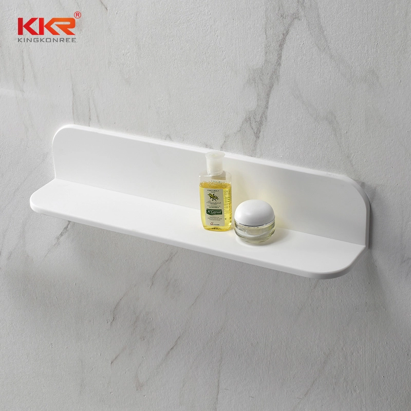 Estante flotante de pared de superficie sólida blanca para baño y ducha 1