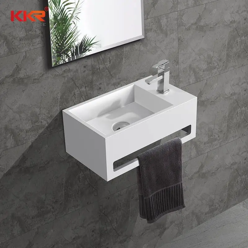 Lavabo a parete compatto in superficie solida acrilica con portasciugamani KKR-1105-A 1