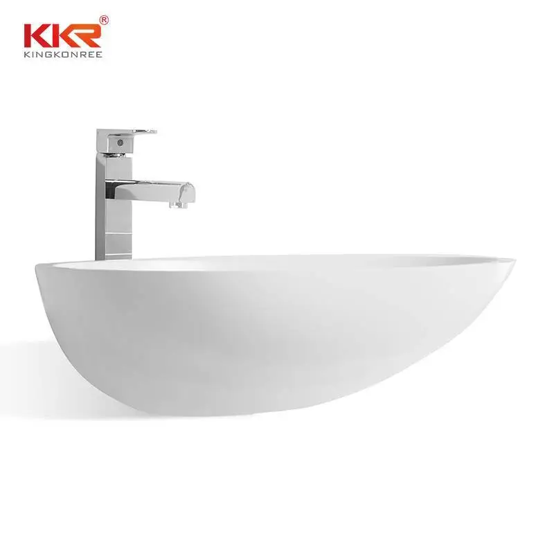 Surface solide en acrylique de forme ovale de haute qualité au-dessus du bassin de comptoir KKR-1310 1