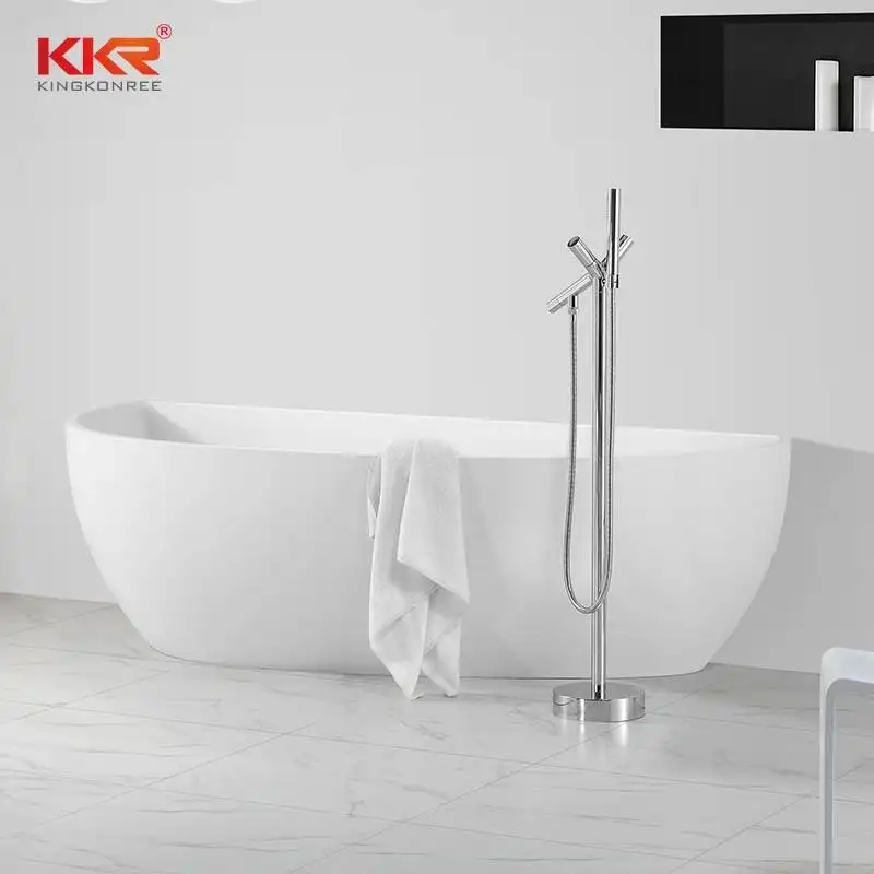 KingKonree China Supplier Acrylic Solid Surface Bathtub Against The Wall KKR-B004 Solid Surface Bathtub image33