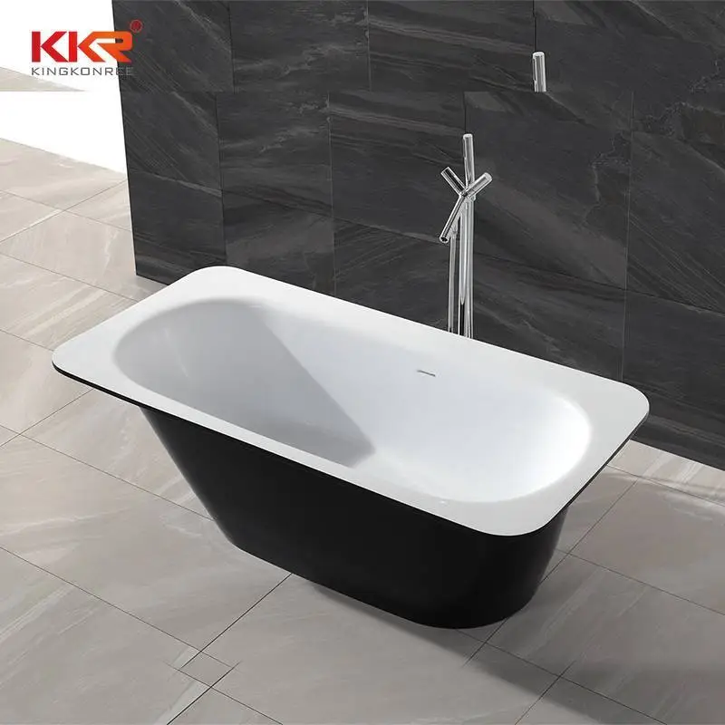 Vasca da bagno free standing in resina stone solid surface nera all'esterno e bianca all'interno KKR-B024 1