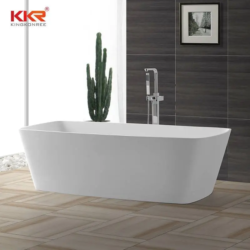 Big Size Rectangle Artificial Stone Acrylic Solid Surface Bath Tub With Length Over 1800mm KKR-B026 1