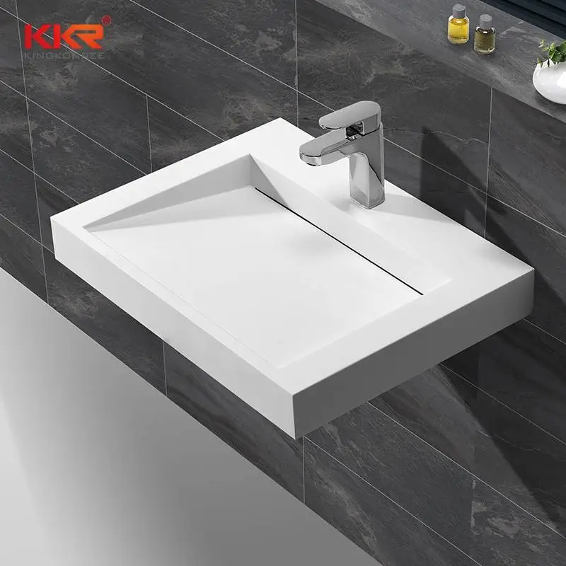 Lavabo sospeso quadrato a superficie solida dal design moderno più venduto KKR-1260 1
