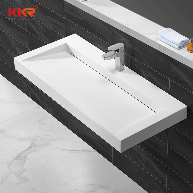 حوض معلق على الجدار ذو سطح صلب من الأكريليك مستطيل بتصميم منحدر KKR-1262 1