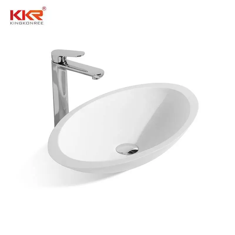 KKR Lavabo da appoggio in superficie solida acrilica a forma di uovo KKR-1301 1