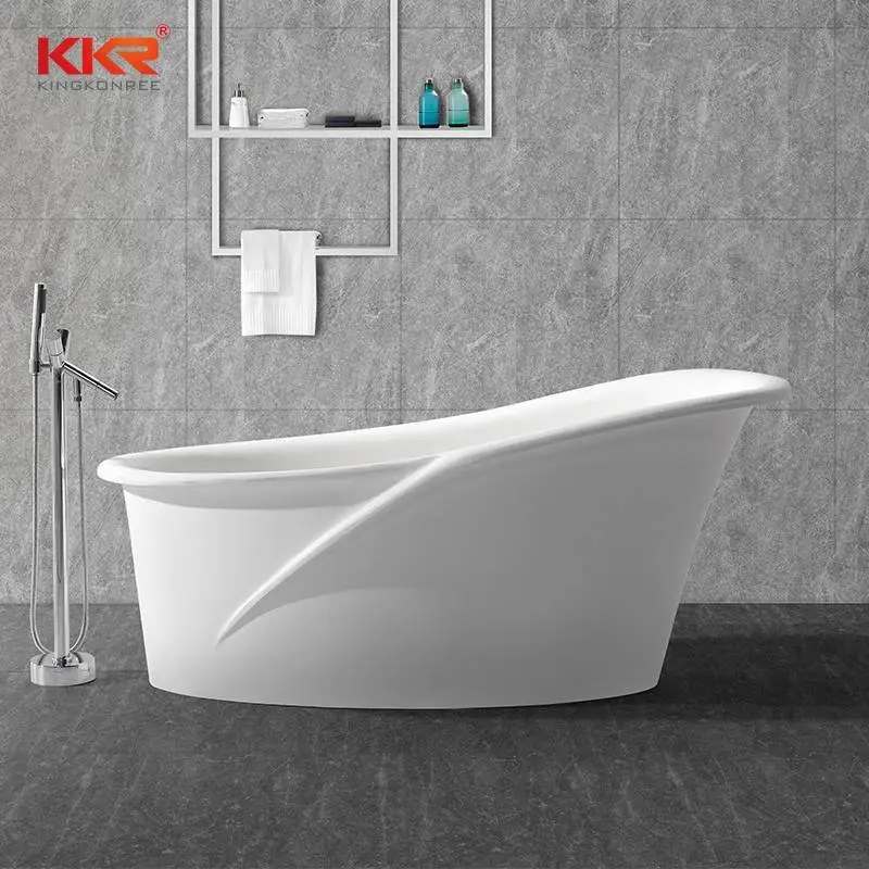 Modern Artificial Marble Acrylic Solid Surface Freestanding Bathtub KKR-B028 1