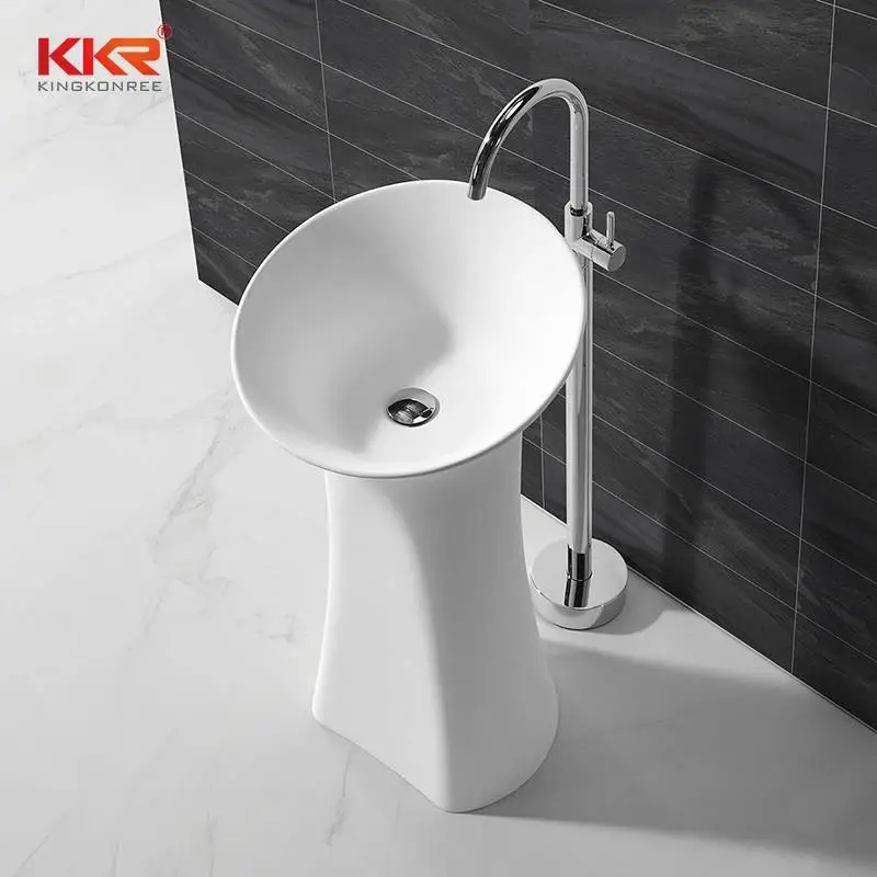 Lavabo autoportante su piedistallo in superficie solida di altezza 900 mm KKR-1581 1