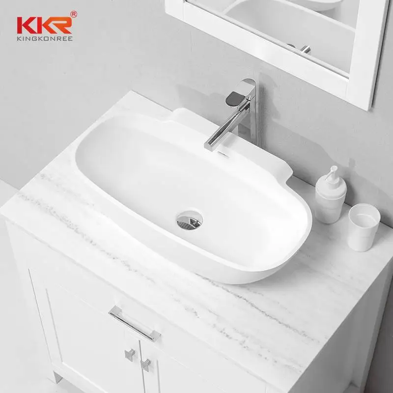 Lavabo in pietra in resina acrilica con superficie solida di nuova progettazione, lunghezza 650 mm, KKR-1518 1