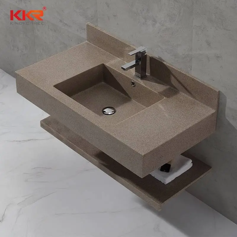 Koffie Bruine Chips Kleur Acryl Solid Surface Wandmontage Wastafel KKR-1377 1