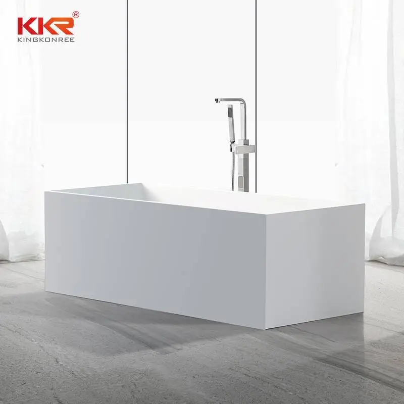 Vasca da bagno rettangolare dal design moderno in pietra artificiale in pietra acrilica con superficie solida KKR-B029 1