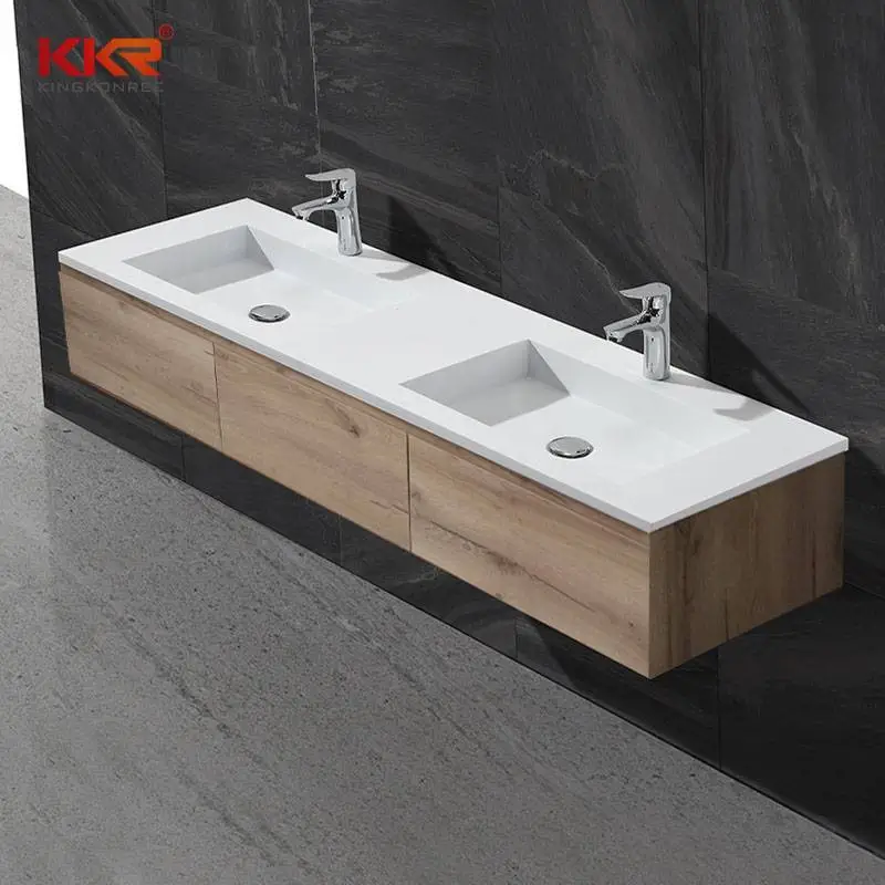 Lavabo rettangolare in superficie solida acrilica con doppio lavello di alta qualità KKR-1356 1