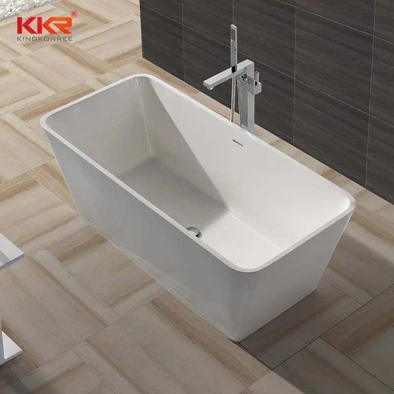 Banheira pequena de superfície sólida acrílica de mármore branco KKR-B043 1