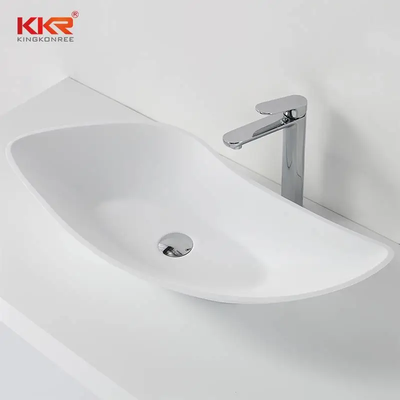 Polymarble Weiß Matt Acryl Solid Surface über Aufsatzwaschbecken KKR-1317 1