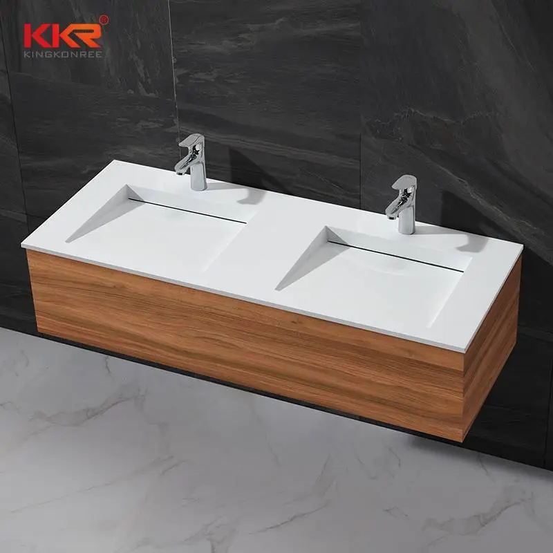 Lavabo con mobiletto in superficie solida acrilica con design a doppia pendenza, design a piccola pendenza, KKR-1332 1