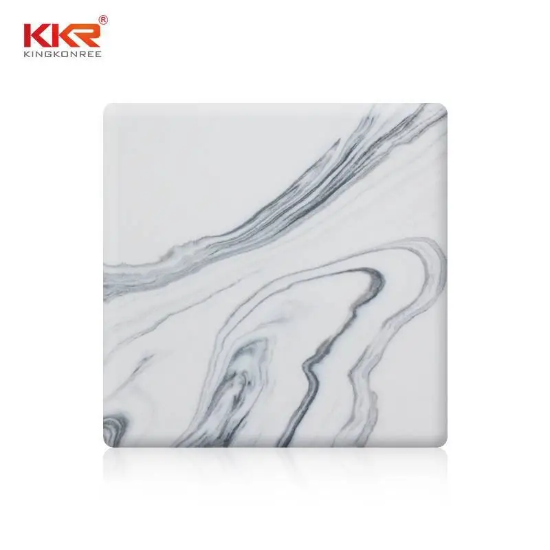 Hot Sales White Marble with Grey Pattern Solid Surface Sheet KKR-M8820 1