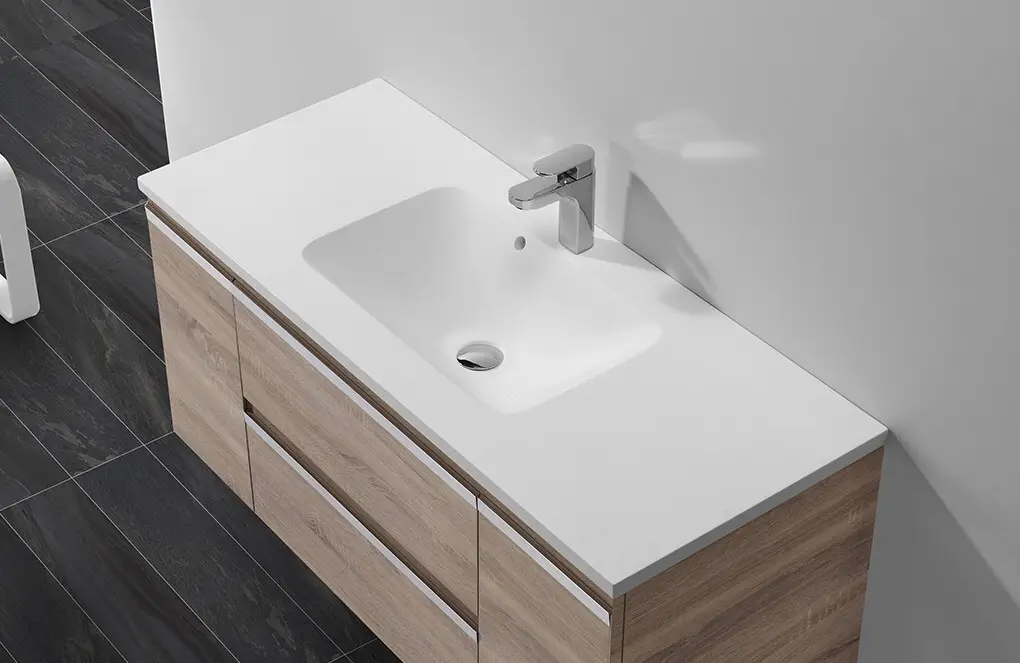 KingKonree solid surface pedestal basin with storage design for motel 2