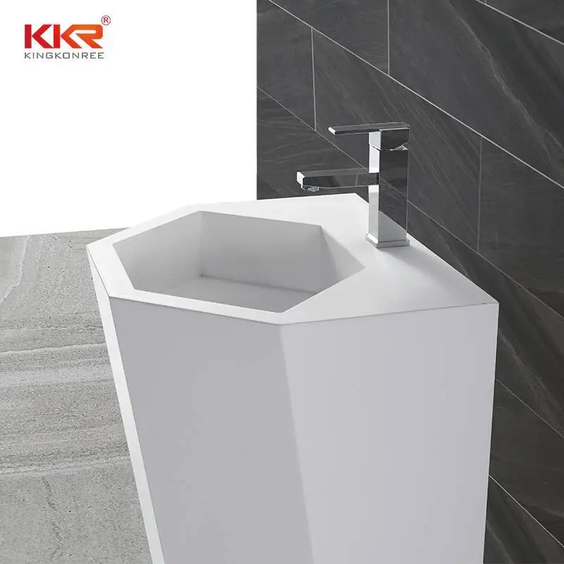 Lavabo freestanding in superficie solida acrilica bianca elegante standard 5 stelle KKR-1399 1