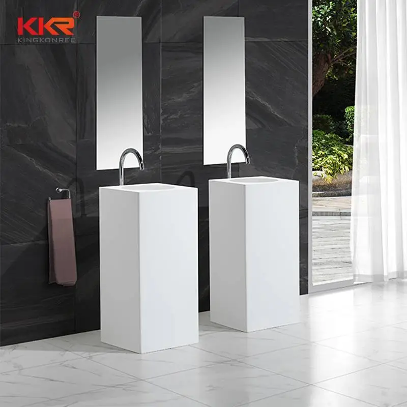 Lavabo freestanding quadrato in superficie solida di piccole dimensioni KKR-1580 1