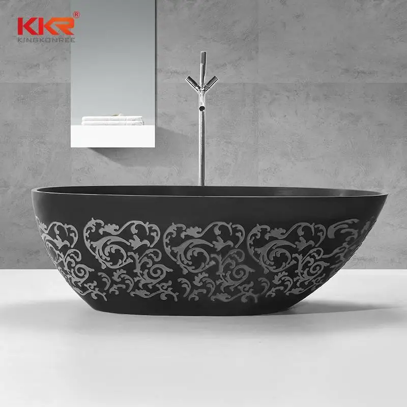 Bañeras acrílicas de superficie sólida con diseño de patrón tallado KKR-B068 1