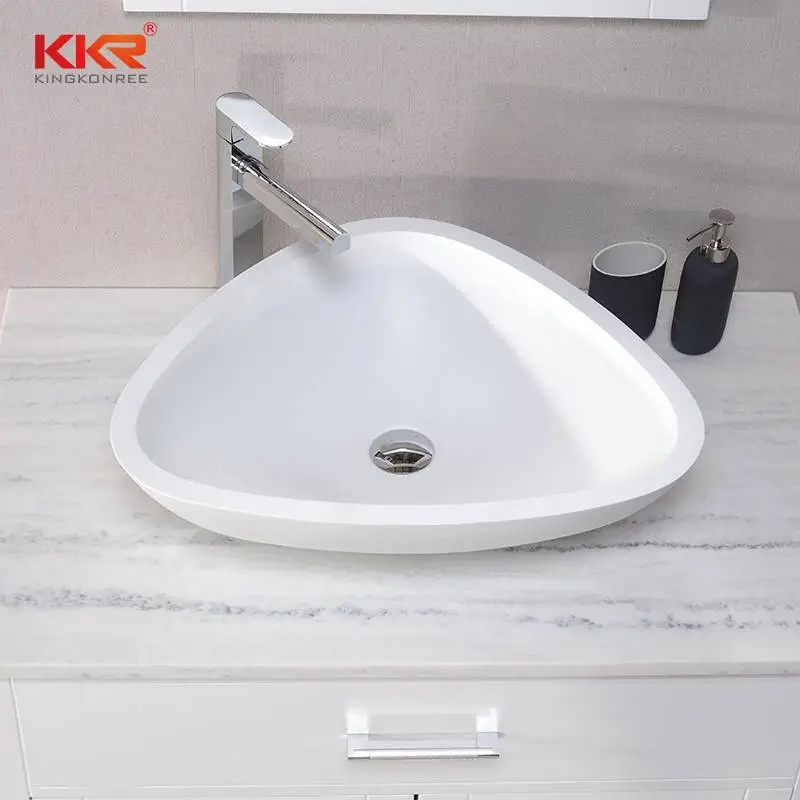 עיצוב משולש אקריליק משטח מוצק מעל כיור דלפק KKR-1519 1