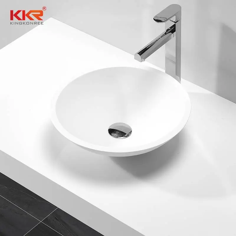 Lavabo sobre encimera redondo de superficie sólida de 405 mm de diámetro KKR-1516 1