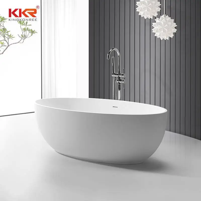 Baignoire autoportante en acrylique à surface solide de forme ovale KKR-B066 1