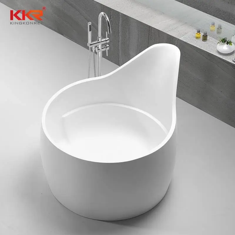 Vasca da bagno in superficie solida acrilica in marmo bianco dal design unico KKR-B070 1