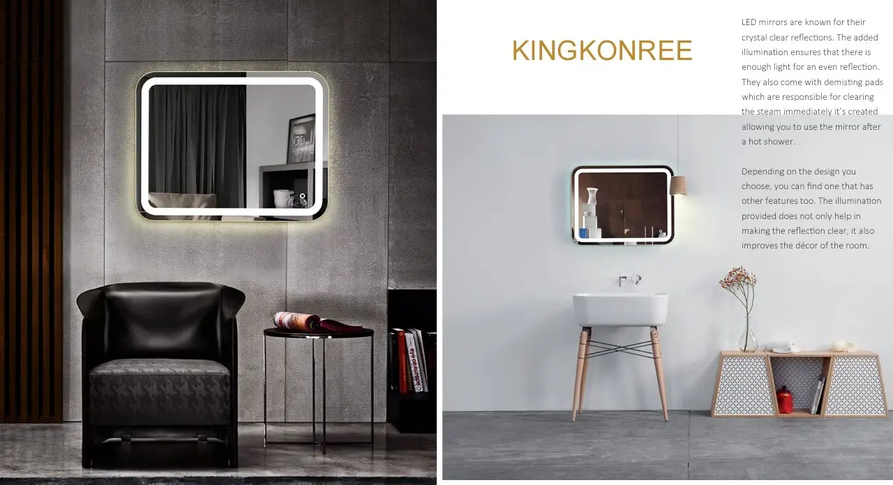 KingKonree sanitary ware shaving mirror with led light high-end for toilet 2