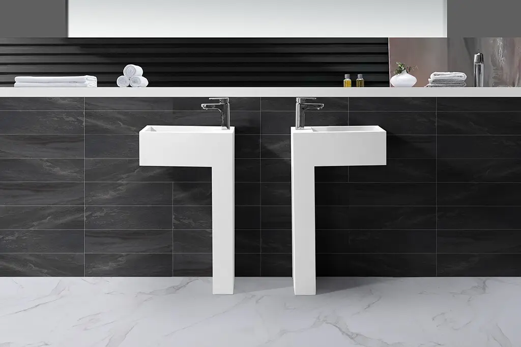 solid free standing sink bowl wall customized for bathroom 2