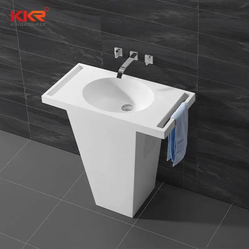 Lavabo freestanding in superficie solida in marmo acrilico con portasciugamani KKR-1584 1