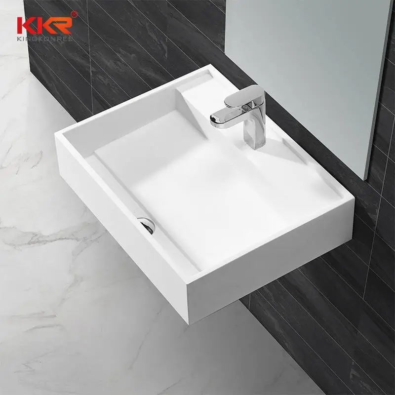 עיצוב חדש לבן אקריליק משטח מוצק קיר תלוי אגן KKR-1348 1