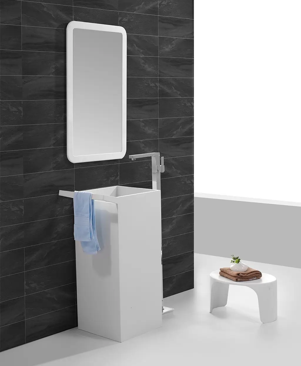KingKonree black freestanding pedestal sink customized for home 2