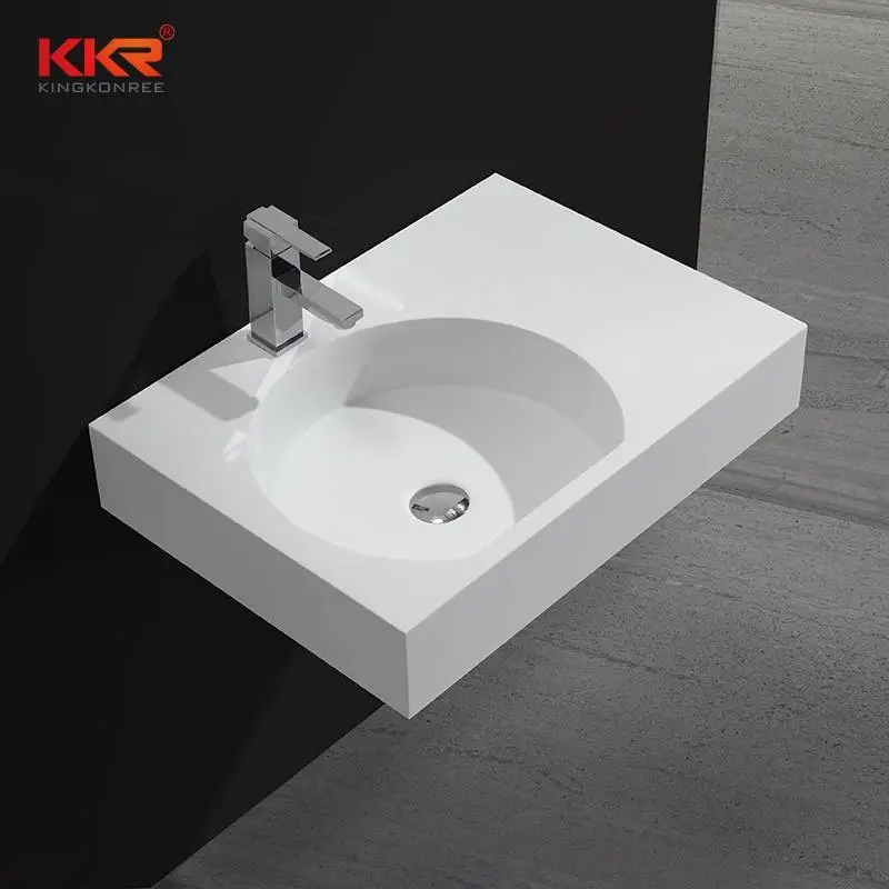 Acrylic Resin Stone Solid Surface Wall Mounted Wash Basin KKR-1343 1