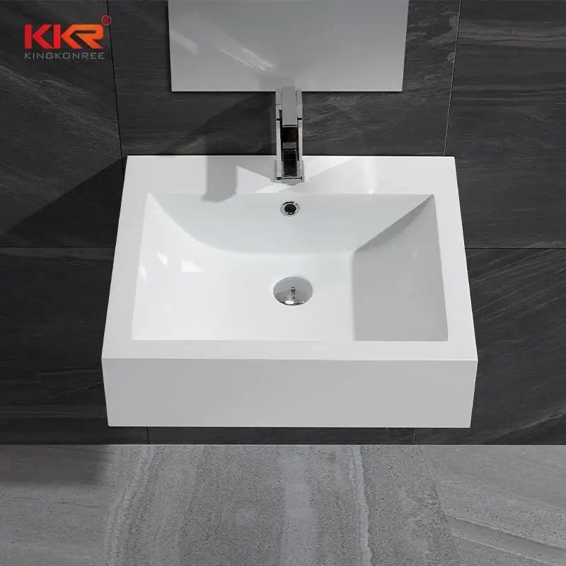Lavabo en pierre moderne extérieur solide mince pour le Cabinet de salle de bains/mur accroché KKR-0612B 1