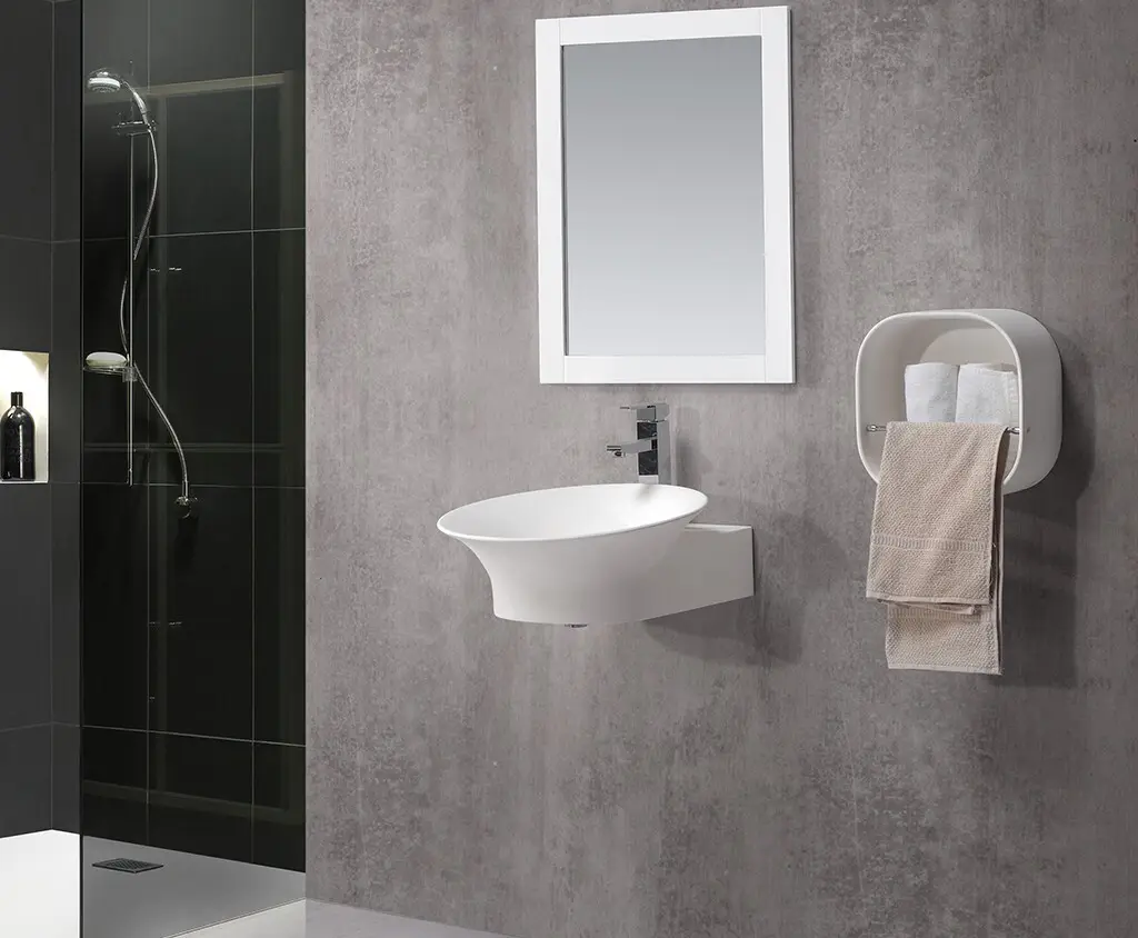 KingKonree wall hung basin with towel rail design for home 2