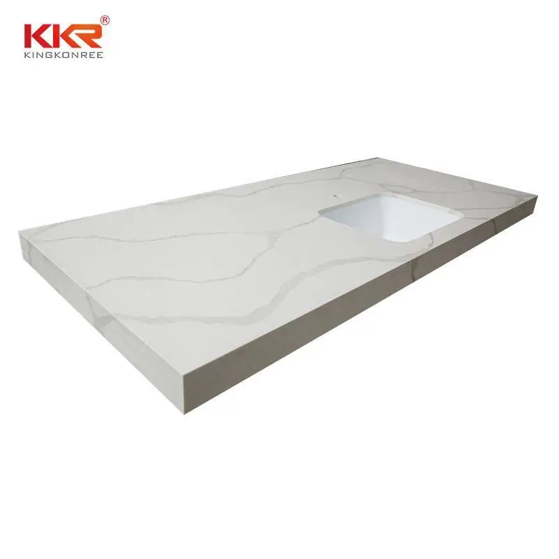 Luxuriöse Design-Küchenarbeitsplatte aus weißem Calacatta-Quarz 1