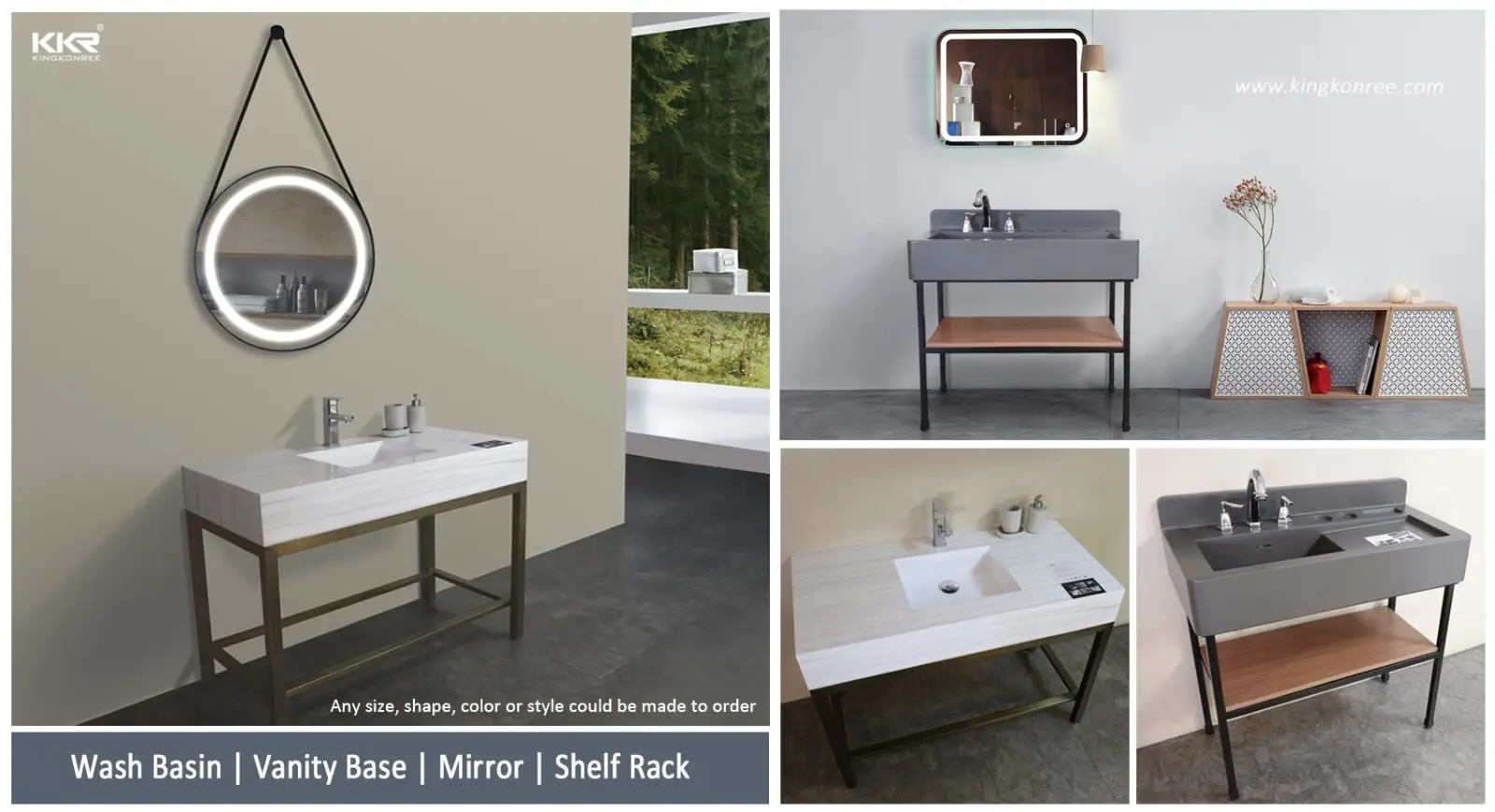 KingKonree quartz stone double sink vanity countertop latest design for home 2