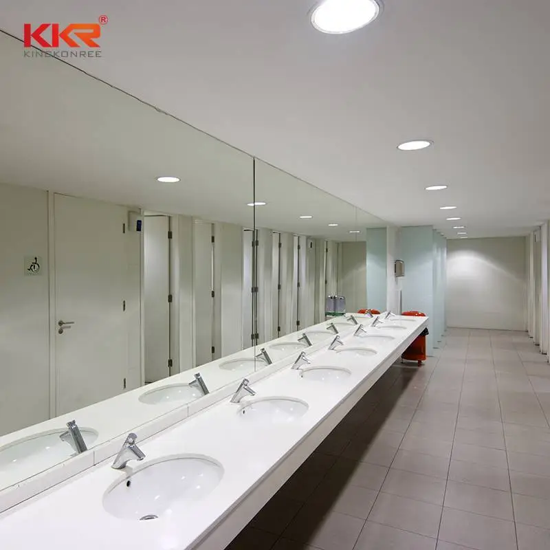 KKR Acrylic solid surface artificial stone bathroom white quartz vanity tops with sink 1