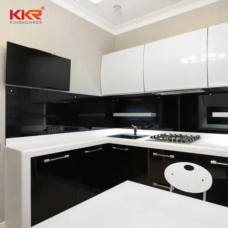 Dessus de vanité de comptoir de cuisine de dessus de table à manger de quartz de marbre blanc artificiel de KKR 1