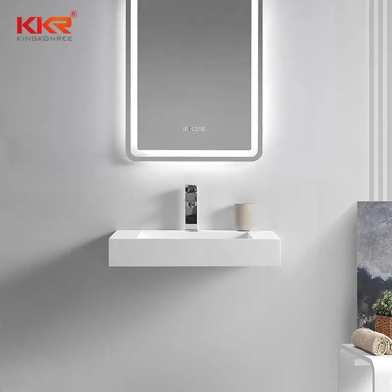Fashion Design Small Slope White Solid Surface Wall Hung Basin 1
